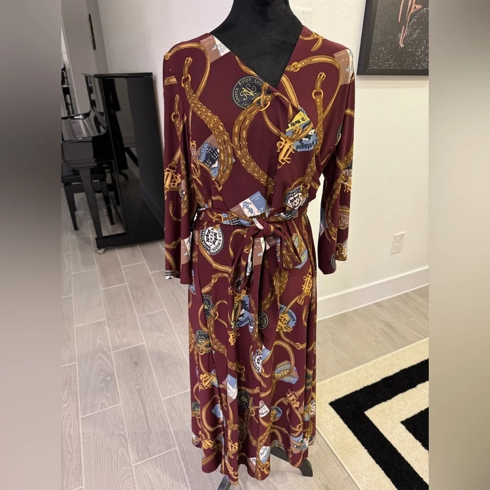 LAUREN RALPH LAUREN Fayella Long Sleeve Travel Equestrian Tie Waist 14 VGUC